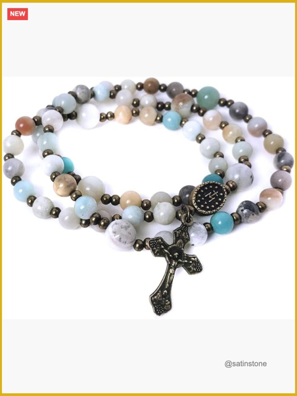 Twistable 5 Decade Rosary Bracelet with Virgin Mary Medal and Crucifix